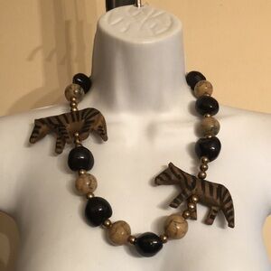 Vintage handmade funky african safari beaded statement necklace